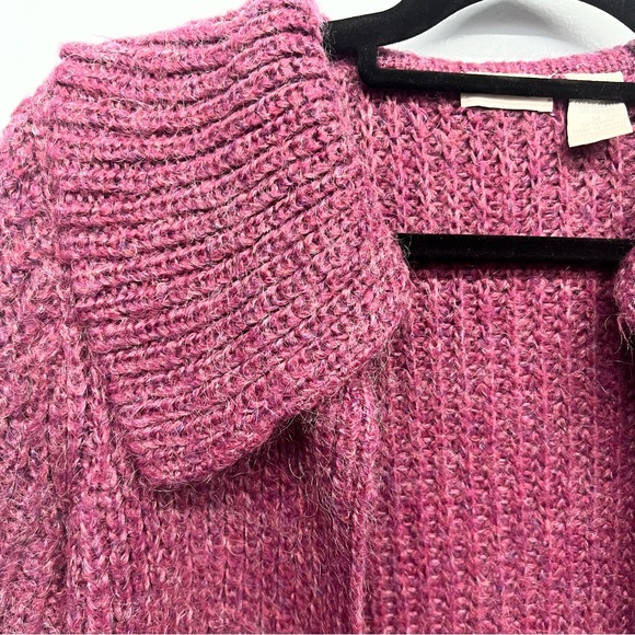 Charlotte Russe Mohair blend fuzzy deep pink cardigan size Medium - Picture 2 of 7